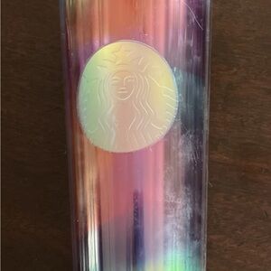 NWT Starbucks Iridescent Vertically Ribbed 24oz Cold Cup w/Straw